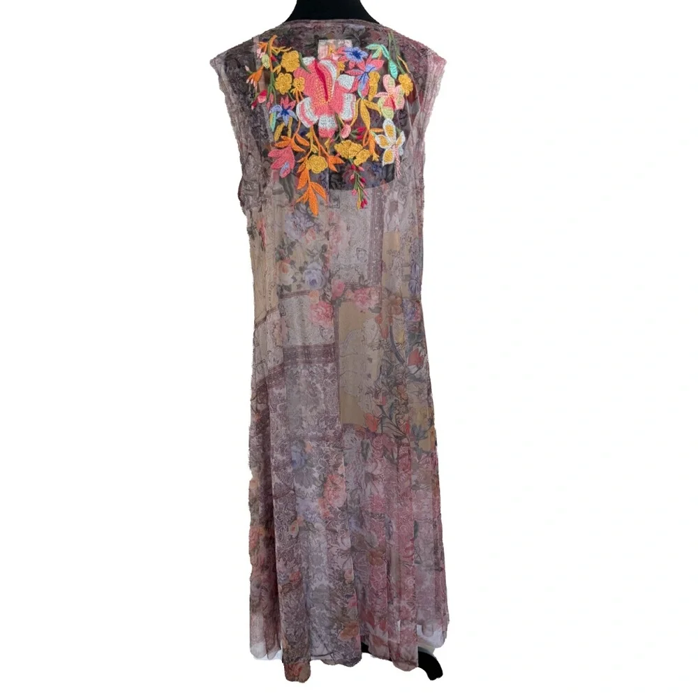 Johnny Was Drea Mesh Embroidered Midi Dress Floral 1X - Picture 6 of 8